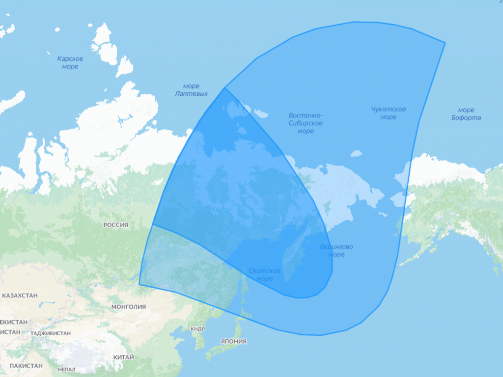 Карта покрытия спутника ямал 601